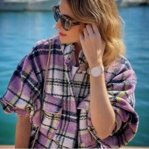 -SALE-Zara Blogger Favorite Lavender Plaid Oversized Shacket in size Medium - Picture 9 of 14